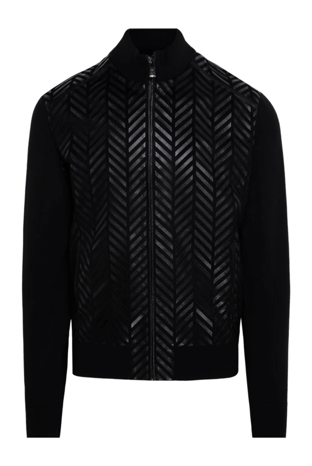 Torras man men's cardigan made of genuine leather and wool, black купить с ценами и фото 154551 - photo 1