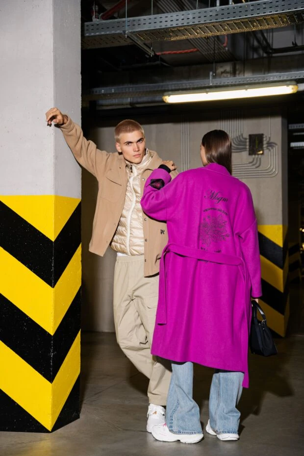 Пальто из флиса и полиамида розовое женское - фото 2