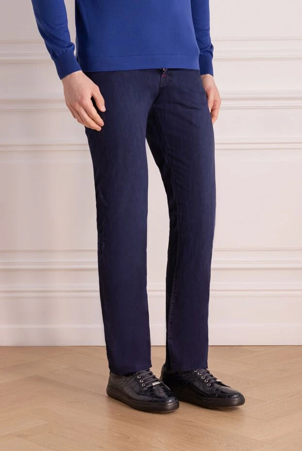 Kiton жұмсақ мақта джинсыдан тігілген ерлер терең көк джинсы 154645 - фото 3