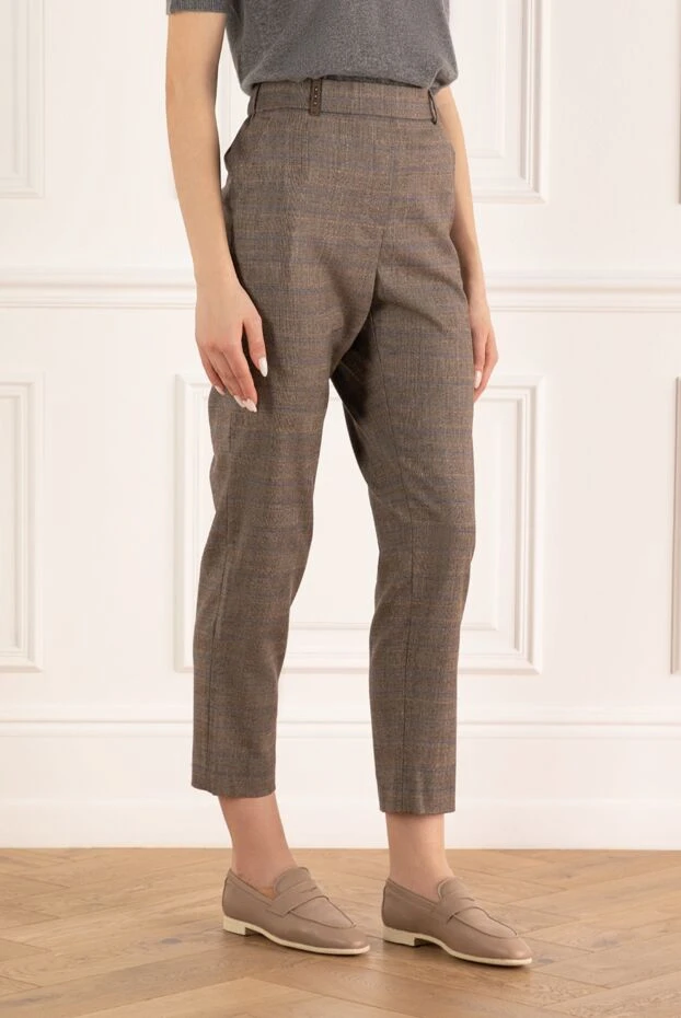 Peserico әйелдерге арналған сұр түсті қысқартылған шаршы шалбар 154665 - фото 3