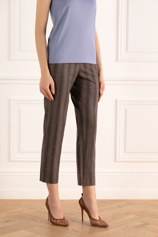 Peserico әйелдерге арналған қоңыр сызықтары бар қысқартылған шалбар 154668 - фото 3