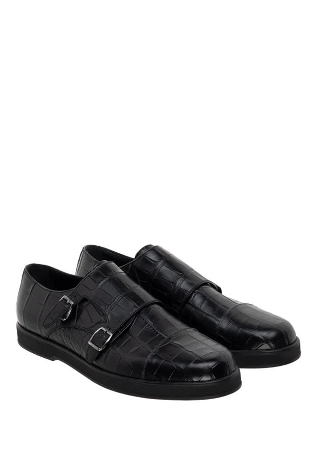 Cesare di Napoli black alligator leather double monk shoes for men 154716 - photo 3