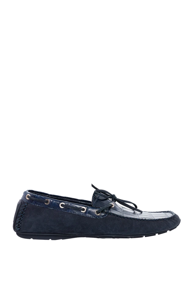 Cesare di Napoli man moccasins for men made of nubuck and alligator skin blue купить с ценами и фото 154718 - photo 1