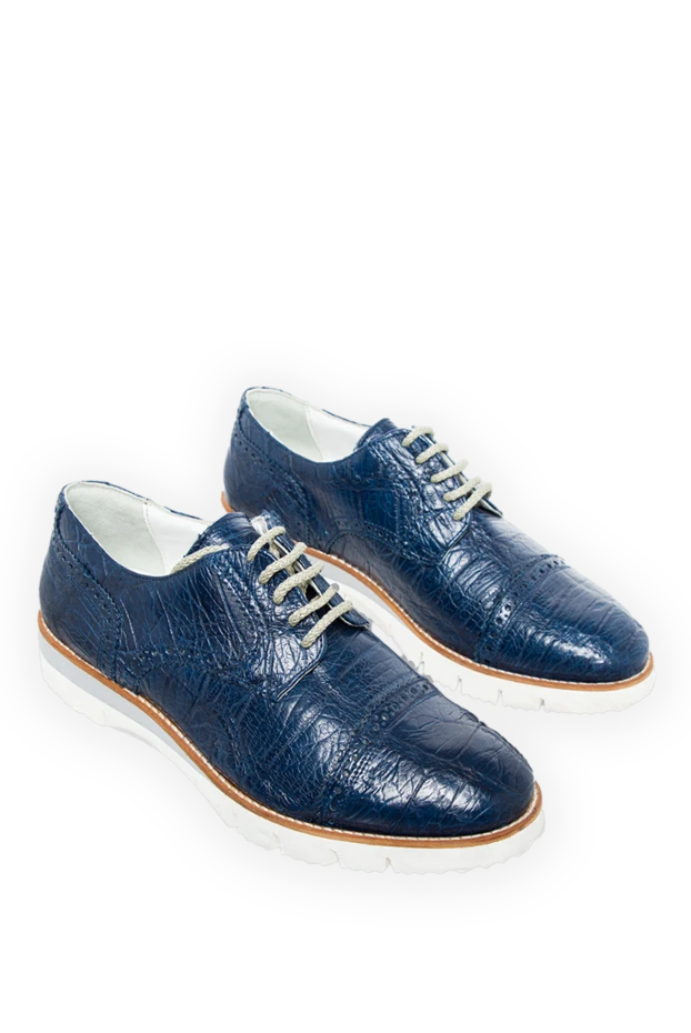 Cesare di Napoli blue alligator leather derby shoes with a hybrid sole for men 154719 - photo 3