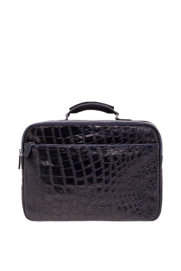 Crocodile leather briefcase blue with shoulder strap men's - photo 1