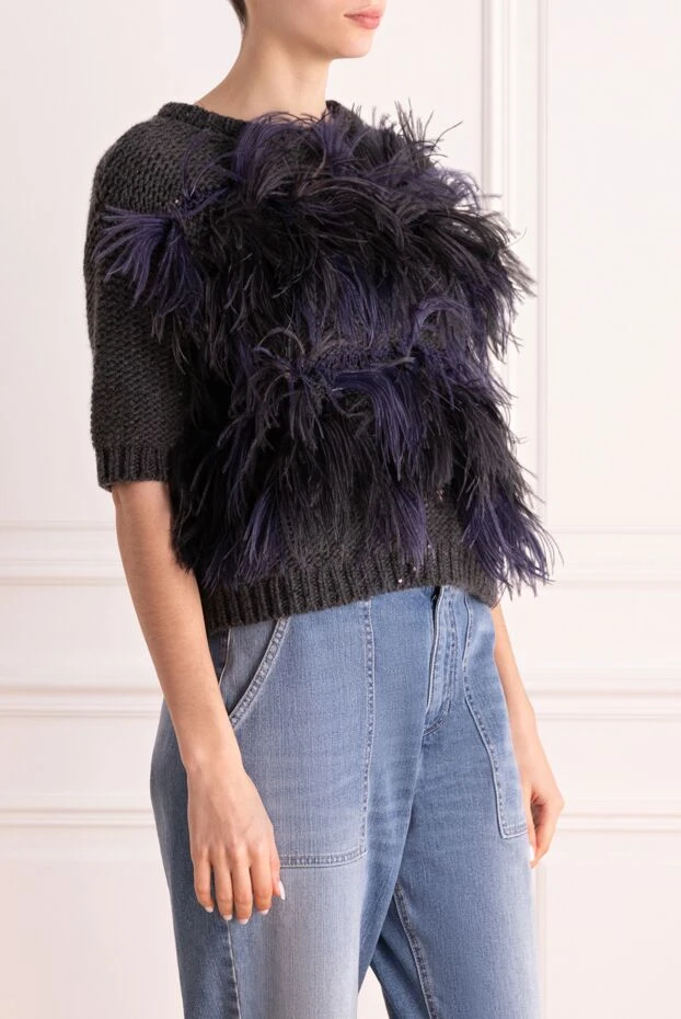 Brunello Cucinelli blue polyamide jumper for women 154852 - photo 3