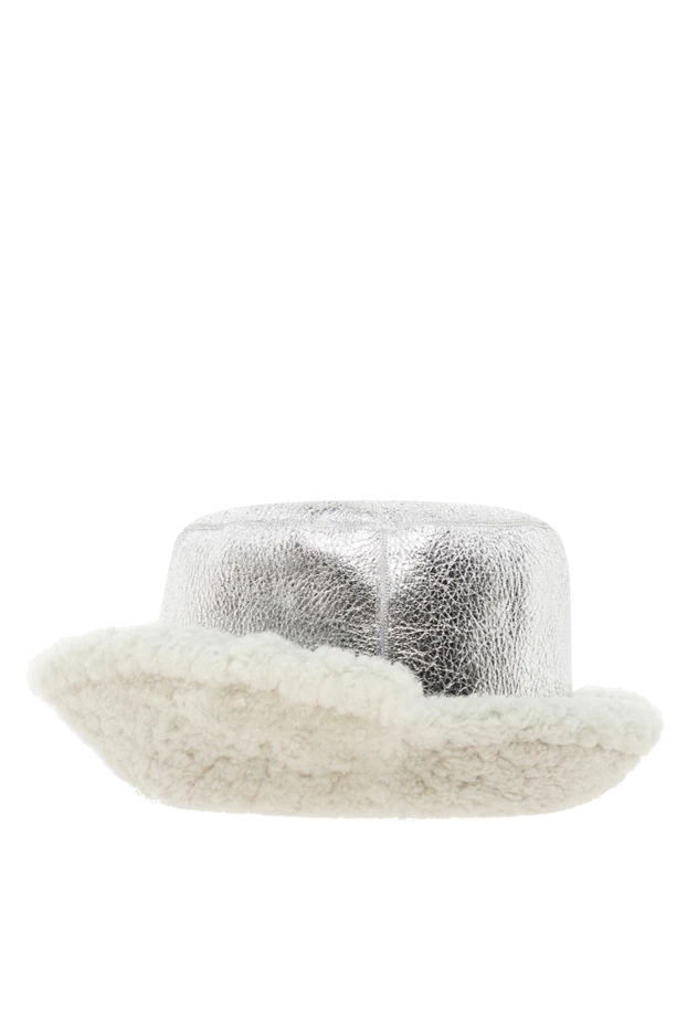 FG Furs panama hat for women gray with leather and white fur 154865 - photo 3