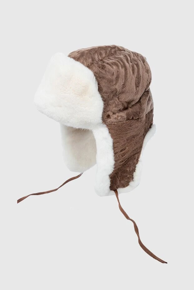 FG Furs women's fur earflap hat brown and white 154867 - photo 3