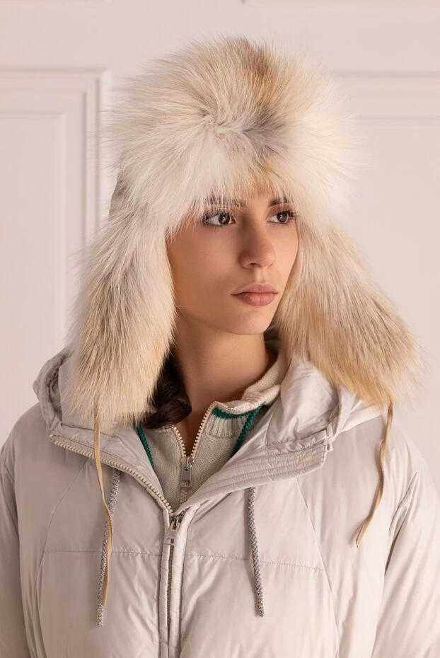 FG Furs woman beige fox cap for women купить с ценами и фото 154874 - photo 2