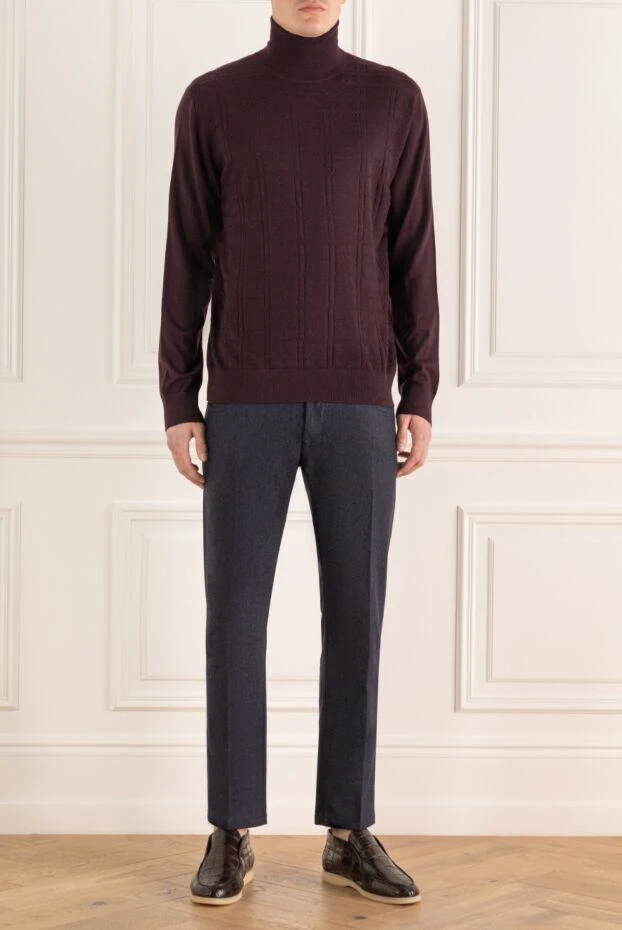 Ерлерге арналған жүннен жасалған бургундия гольфі - фото 2