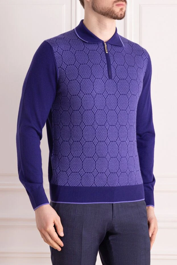 Stefano Ricci өрнегі мен сыдырмасы бар, қанық күлгін түсті ұзын жеңді поло жейде. 154879 - фото 3