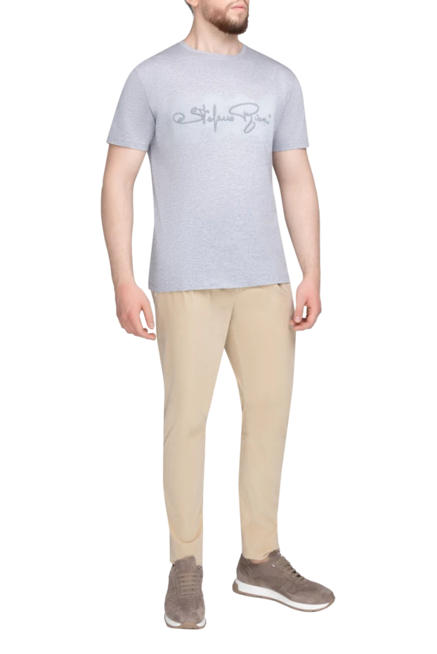 Stefano Ricci футболка из хлопка серая мужская 154891 - фото 2