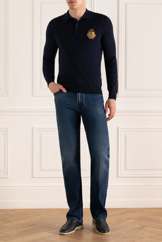 Stefano Ricci синие мужские джинсы из качественного хлопка
 154892 - фото 3