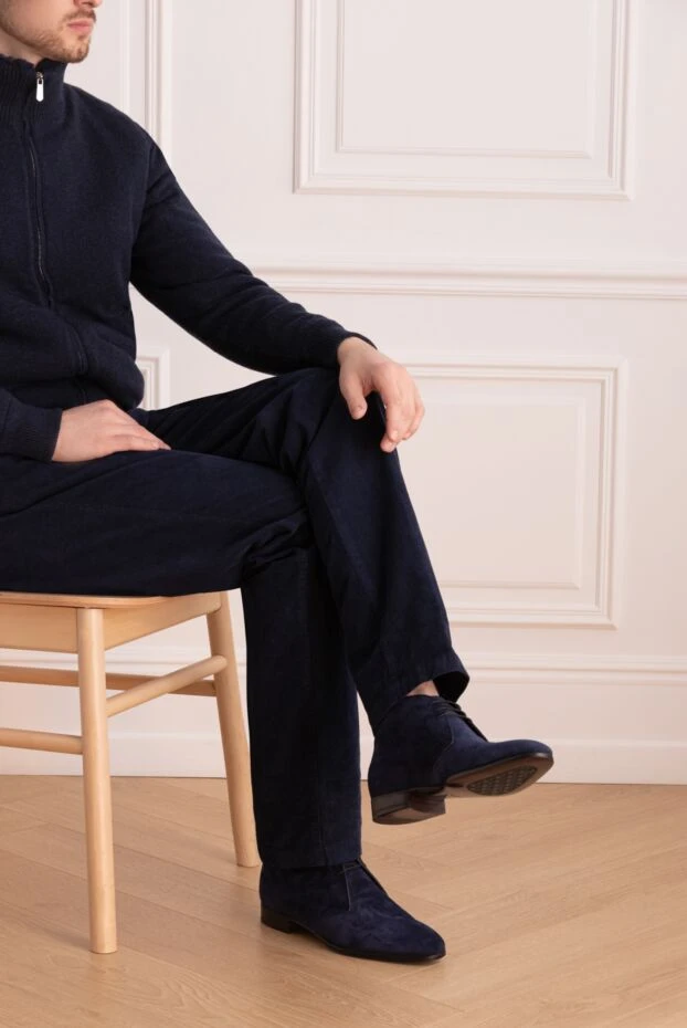 Классикалық табаны бар қою көк замша етіктер - фото 2