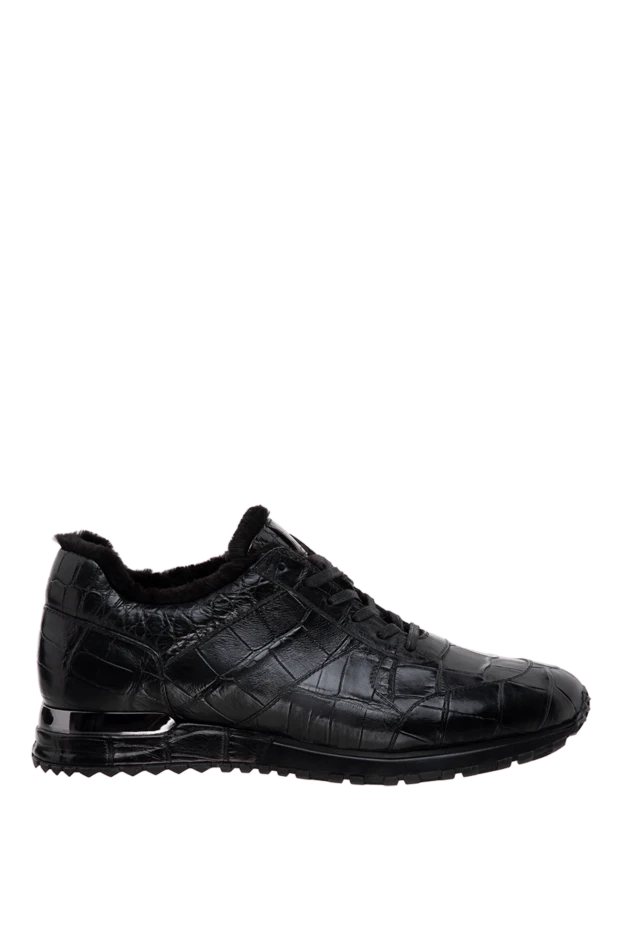 Cesare di Napoli man black alligator sneakers for men купить с ценами и фото 154919 - photo 1