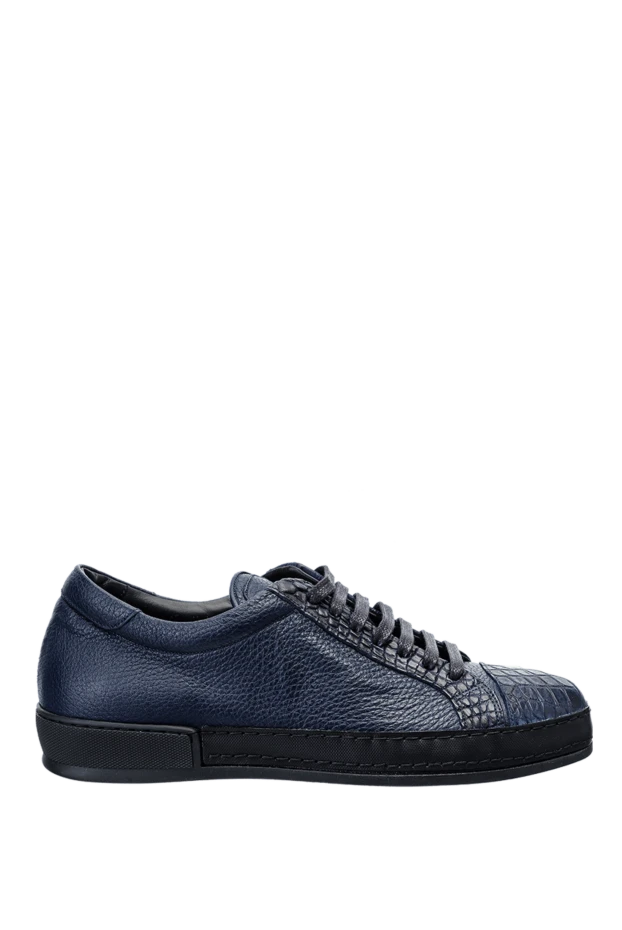 Cesare di Napoli man blue leather sneakers for men купить с ценами и фото 155010 - photo 1