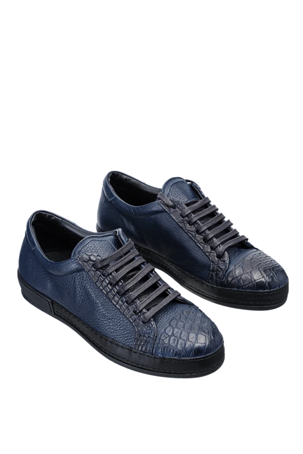 Cesare di Napoli man blue alligator sneakers for men 155401 - photo 3