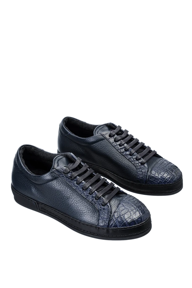 Cesare di Napoli man blue alligator sneakers for men 155401 - photo 3