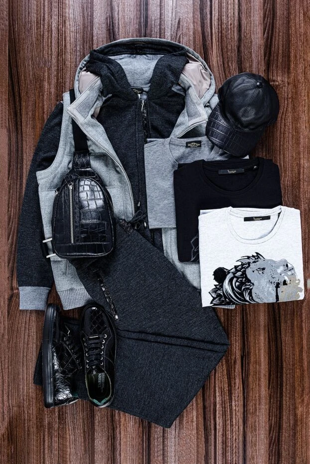 Cesare di Napoli костюм спортивный темно-серый с капюшоном и контрастными вставками мужской 155017 - фото 2