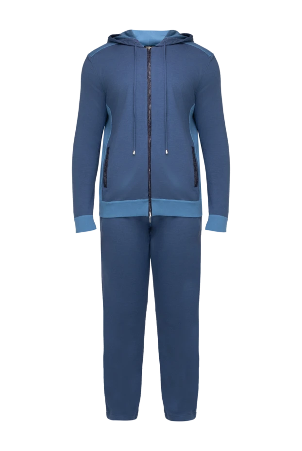 Cesare di Napoli man men's sports suit made of wool, silk and cashmere, blue купить с ценами и фото 155019 - photo 1