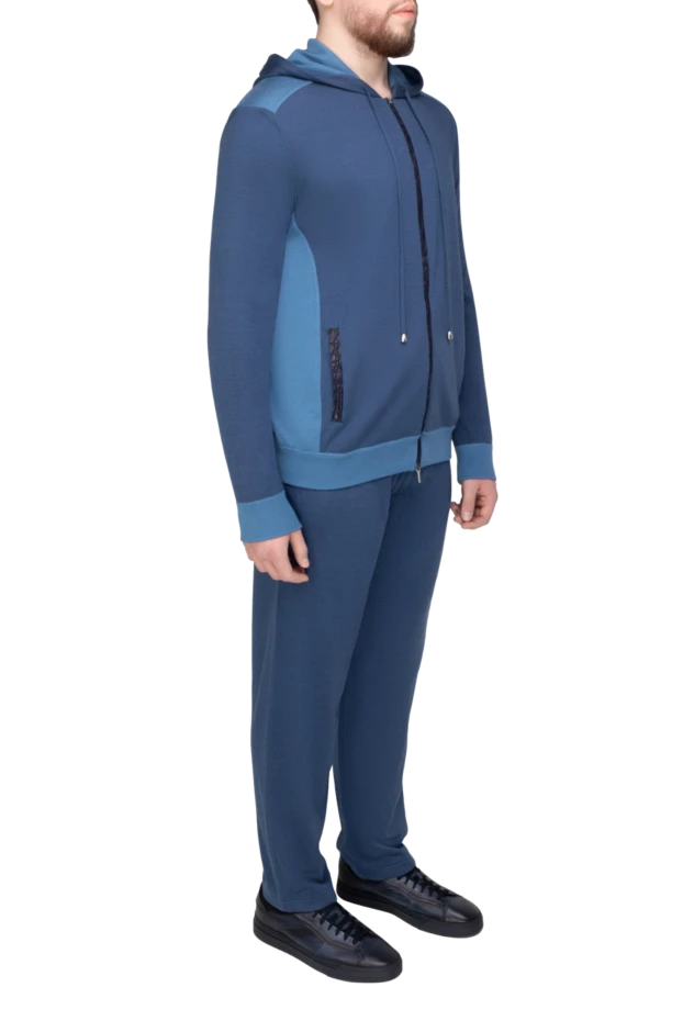 Cesare di Napoli man men's sports suit made of wool, silk and cashmere, blue купить с ценами и фото 155019 - photo 2