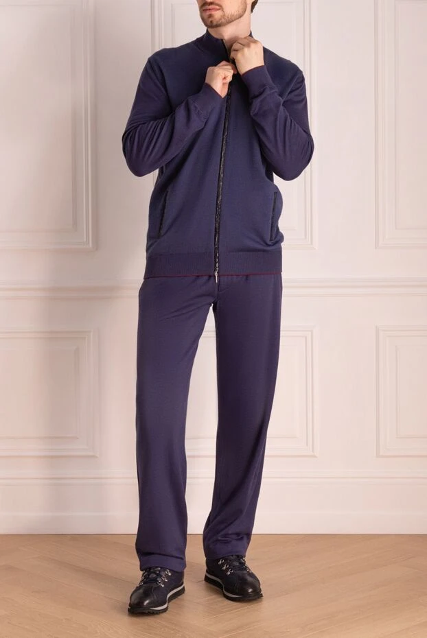 Cesare di Napoli man men's sports suit made of wool, silk and cashmere, blue купить с ценами и фото 155021 - photo 2