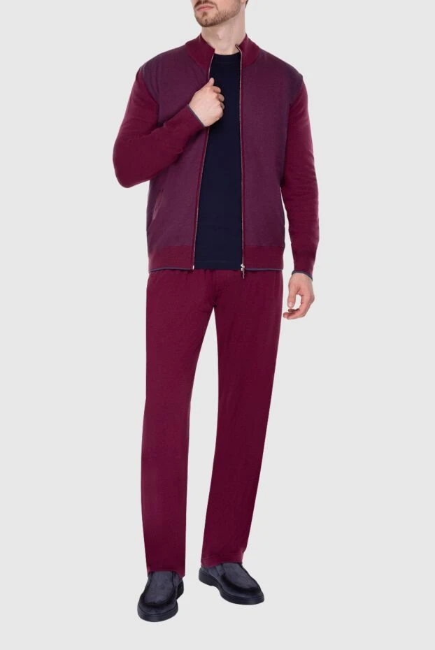 Cesare di Napoli man men's sports suit made of wool, silk and cashmere, burgundy купить с ценами и фото 155023 - photo 2