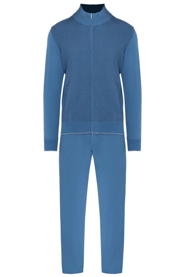 Cesare di Napoli man men's sports suit made of wool, silk and cashmere, blue купить с ценами и фото 155024 - photo 1