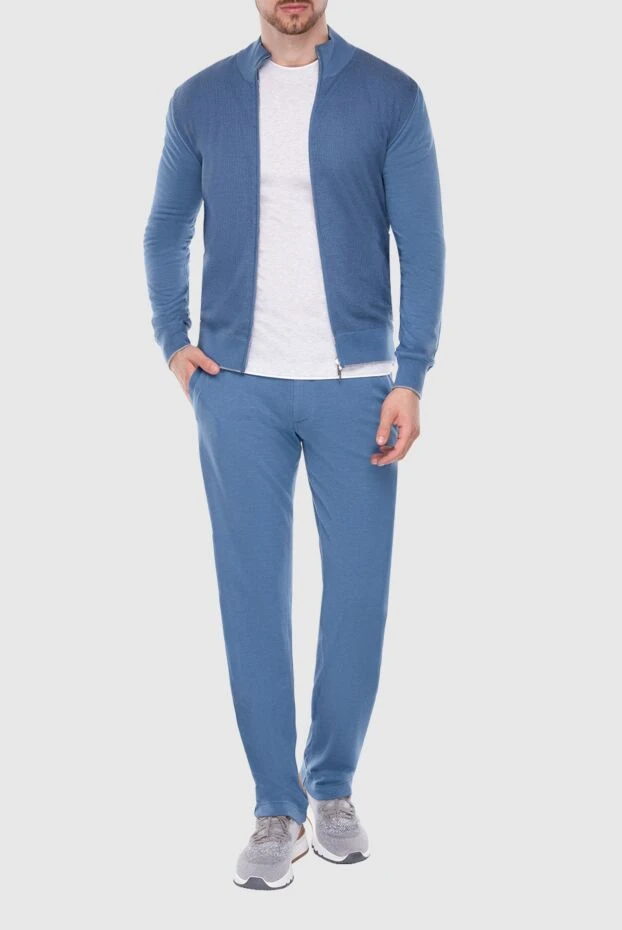 Cesare di Napoli man men's sports suit made of wool, silk and cashmere, blue купить с ценами и фото 155024 - photo 2