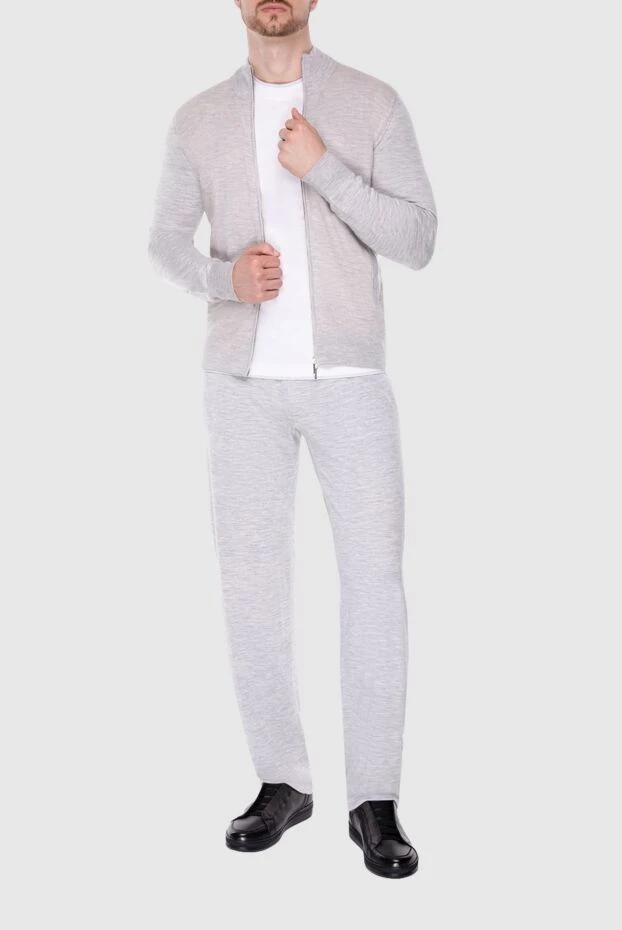 Cesare di Napoli man men's sports suit made of wool, silk and cashmere, gray купить с ценами и фото 155025 - photo 2