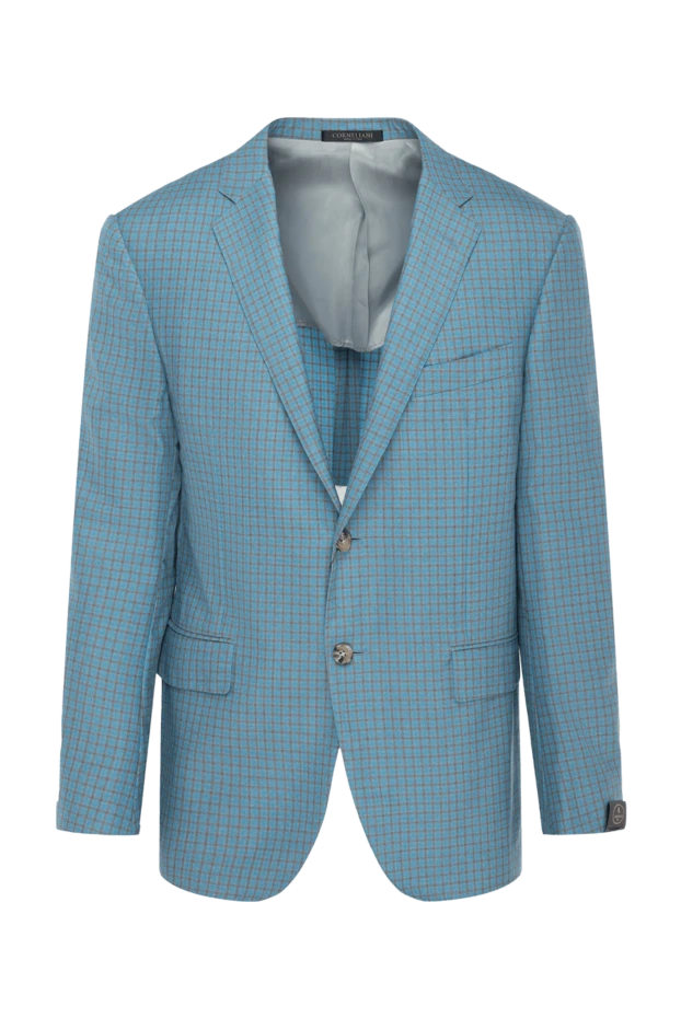 Corneliani man men's blue wool and silk jacket купить с ценами и фото 155031 - photo 1