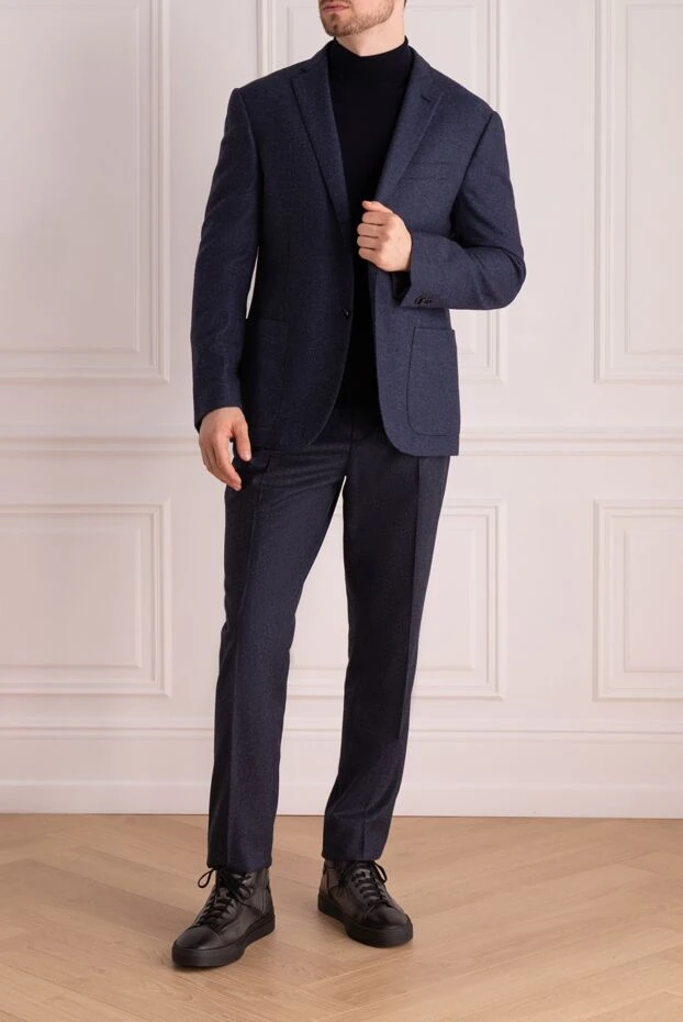 Corneliani man blue wool and cashmere jacket for men купить с ценами и фото 155039 - photo 2