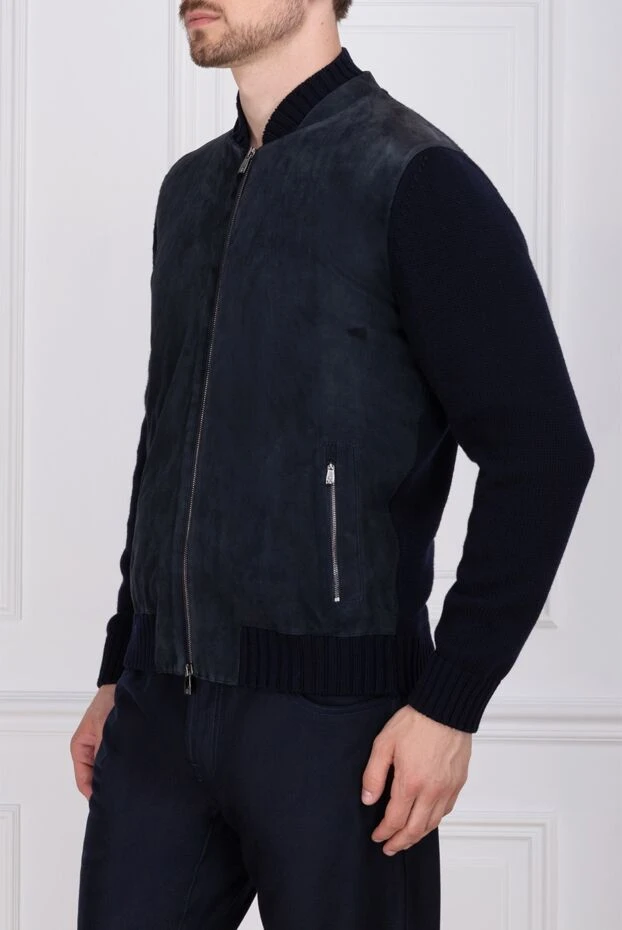 Corneliani жүн мен күдері көктен жасалған ерлер кардиганы 155059 - фото 3