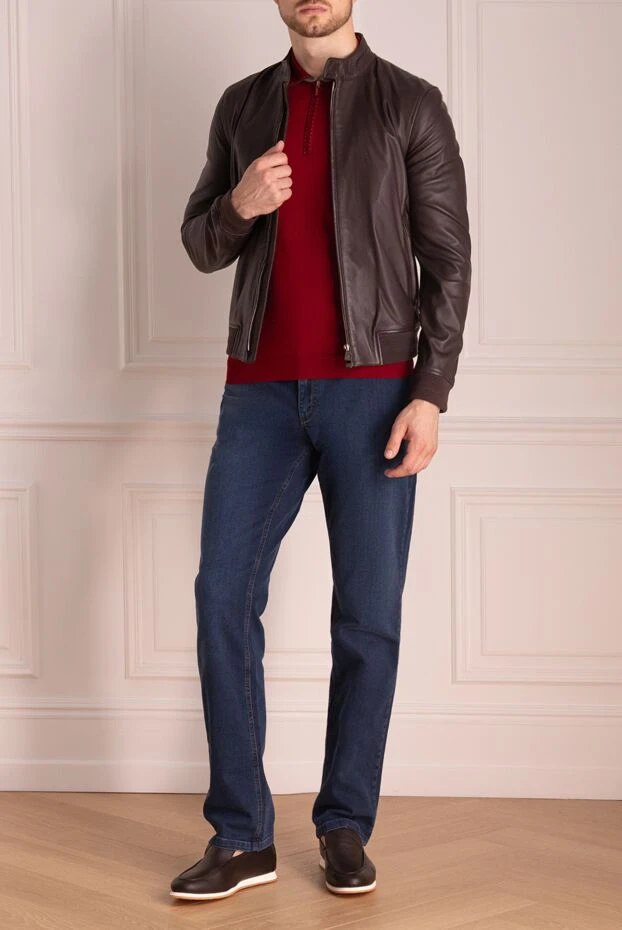 Corneliani man brown leather jacket for men купить с ценами и фото 155061 - photo 2