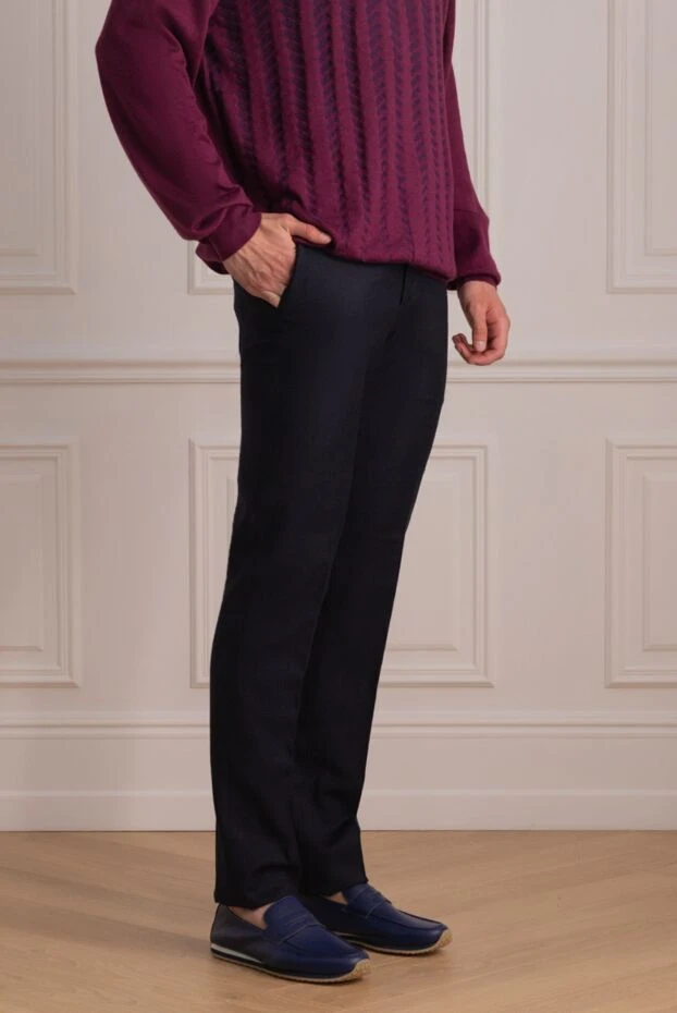 Corneliani ерлерге арналған күнделікті шалбар, қара көк, беті текстуралы 155074 - фото 3