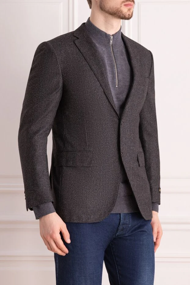 Corneliani екі түймелі жабылатын сұр жүннен жасалған күрте 155080 - фото 3