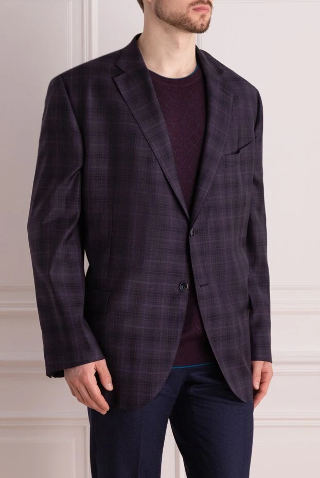Lubiam purple wool jacket in dark check 155092 - photo 3
