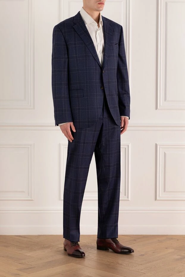 Lubiam man men's suit made of wool, blue купить с ценами и фото 155095 - photo 2