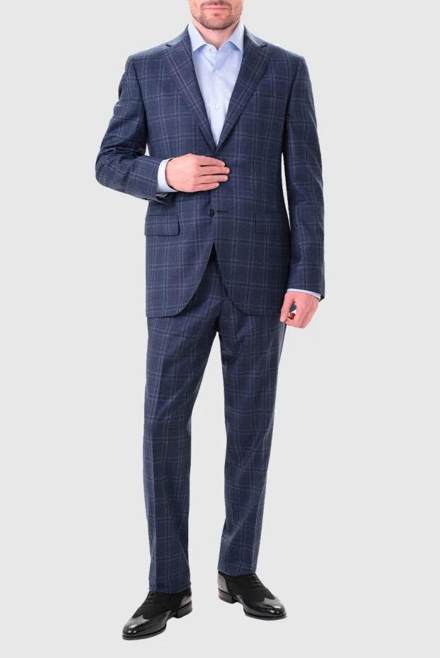 Lubiam man men's suit made of wool, blue купить с ценами и фото 155097 - photo 2