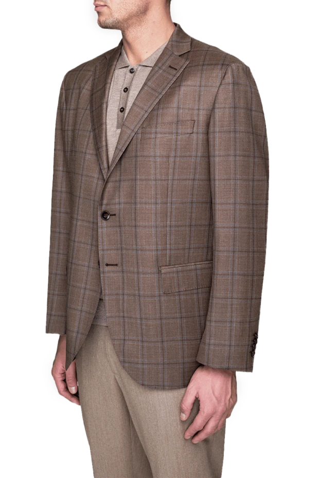 Lubiam men's tobacco colored jacket with soft blue check 155099 - photo 3
