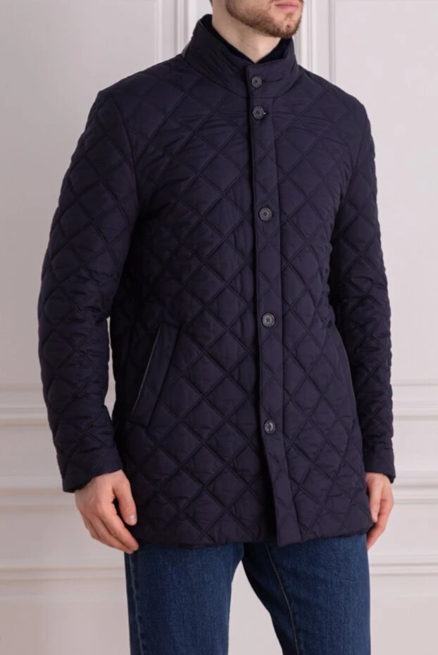 Enrico Mandelli куртка на меху из шелка, шерсти и кашемира синяя мужская 155110 - фото 3