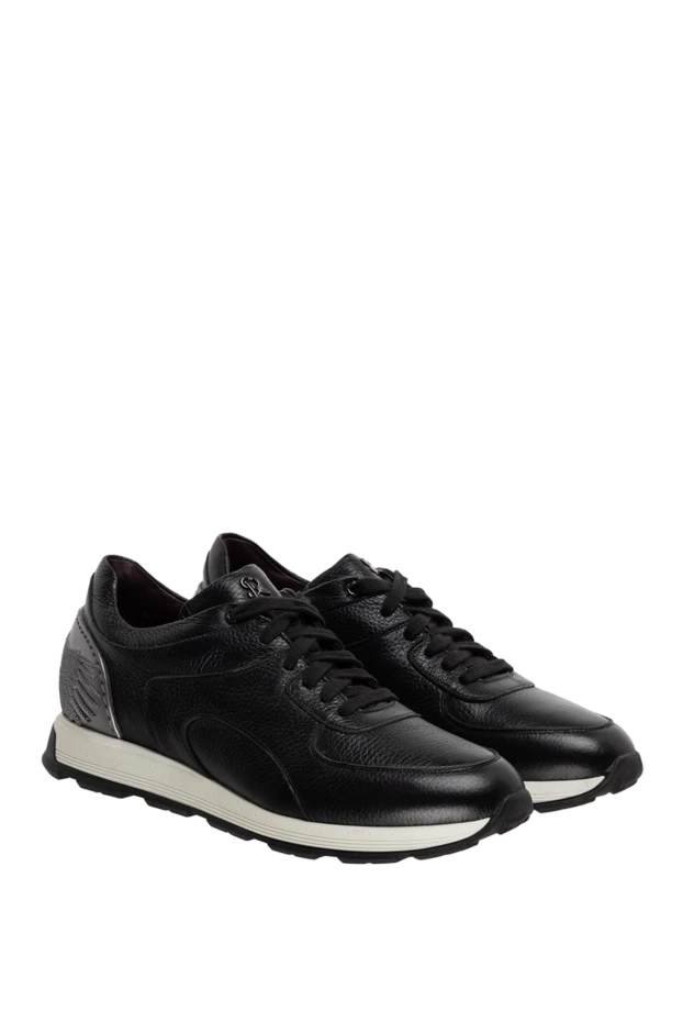 Stefano Ricci қара түсті, бедерлі өкшесі бар таза былғарыдан жасалған кроссовкалар. 155174 - фото 3