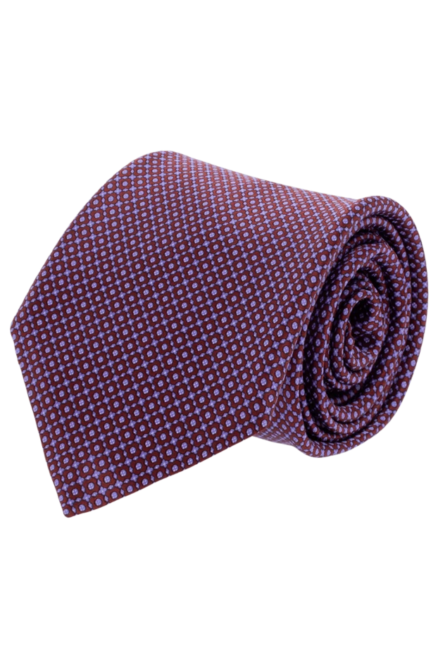 Шелковый галстук бордово-фиолетовый с мелким узором - фото 1
