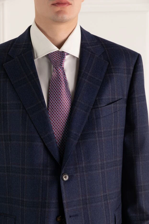 Stefano Ricci red silk tie with a blue pattern 155197 - photo 2