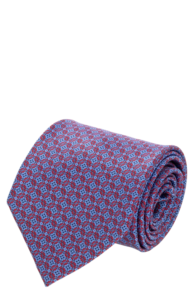 Silk blue tie with a concentric pattern - photo 1