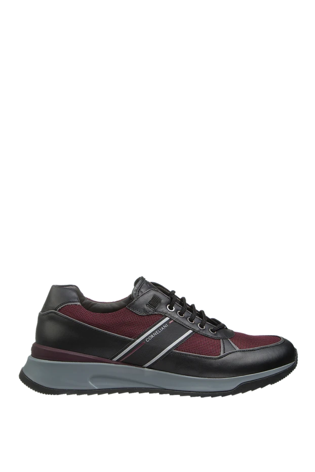 Corneliani man textile and leather sneakers burgundy for men купить с ценами и фото 155257 - photo 1