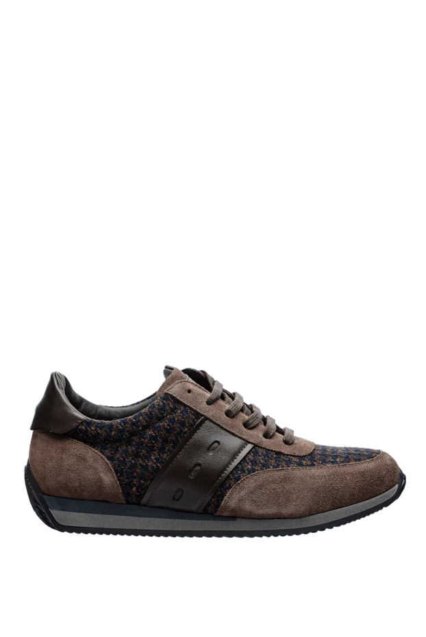 Corneliani man brown leather and wool sneakers for men купить с ценами и фото 155259 - photo 1