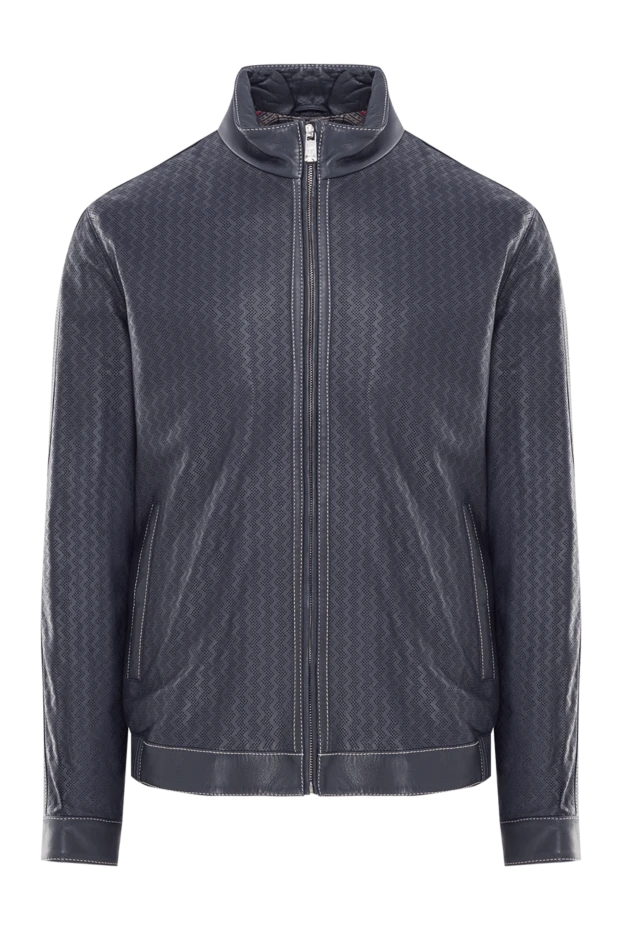 Torras men’s blue leather jacket with patterned perforation 155299 - photo 1