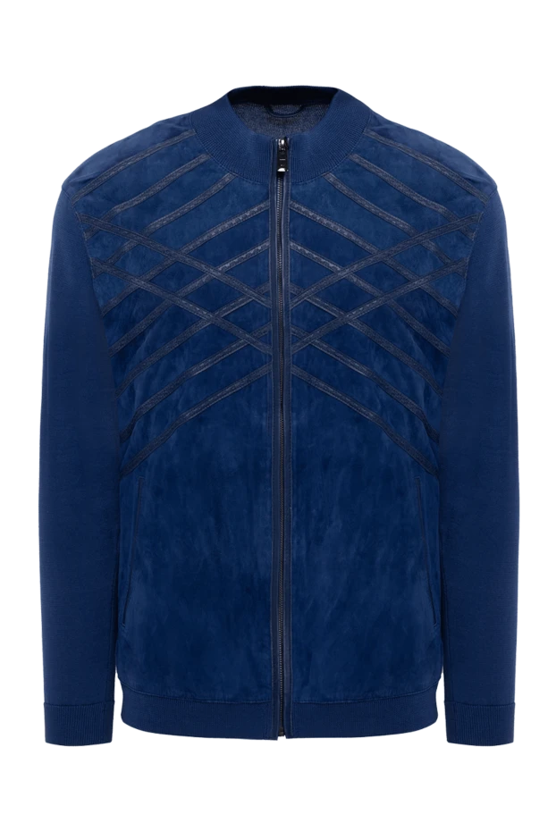 Torras blue suede and cotton cardigan for men 155305 - photo 1