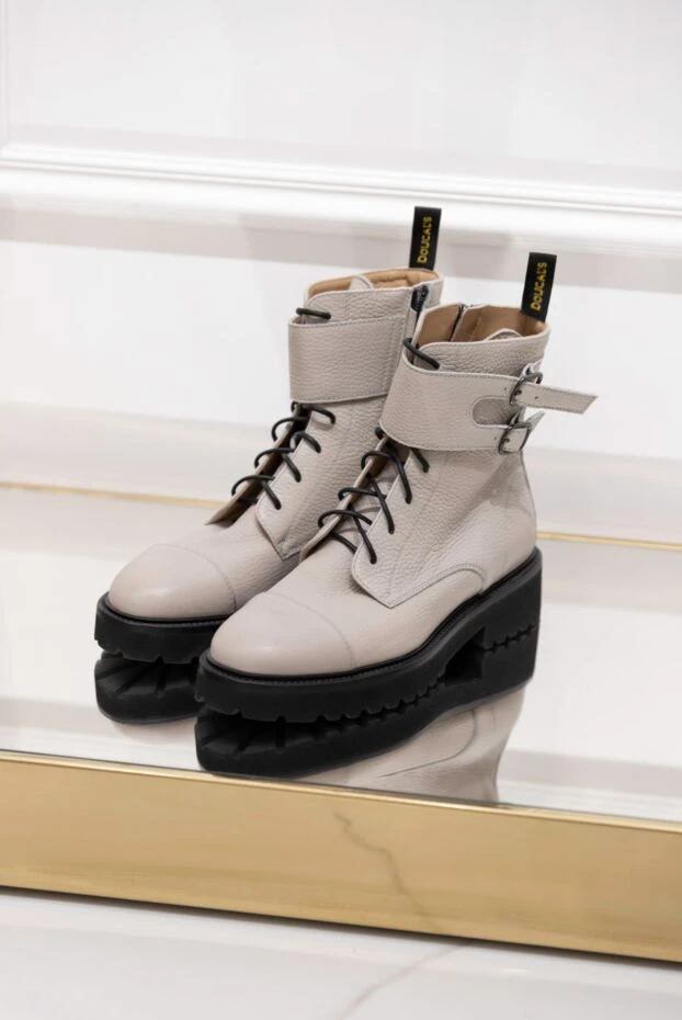 Doucal`s ботинки женские серые кожаные с чёрной подошвой 155312 - фото 2